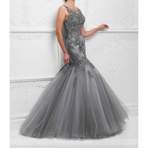 IVONNE D FOR MON CHERI 117D74 Pewter Grey Sz. 16 (Sample)